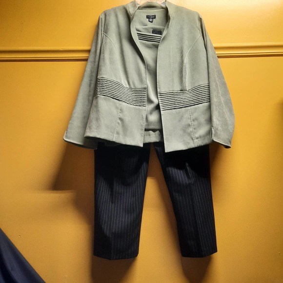 Kim Rogers Signature Dress 3-piece Sage Green Blazer, Top and Pants suit 20W - Picture 1 of 15
